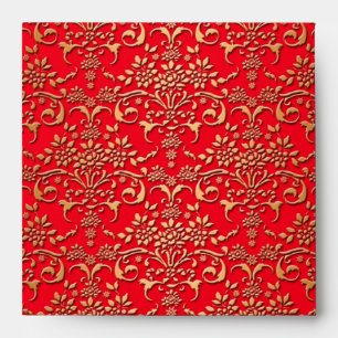 Fancy Red and Gold Damask Pattern Envelope