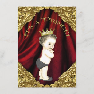 Fancy Red and Gold Prince Baby Shower Invitation