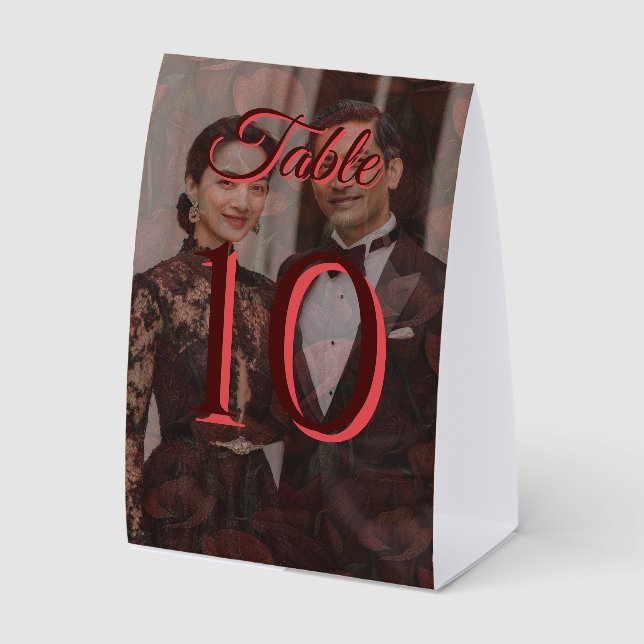 Fancy Red Calla Lilies Aesthetic Elegant Wedding Paper Table Tent (Front)