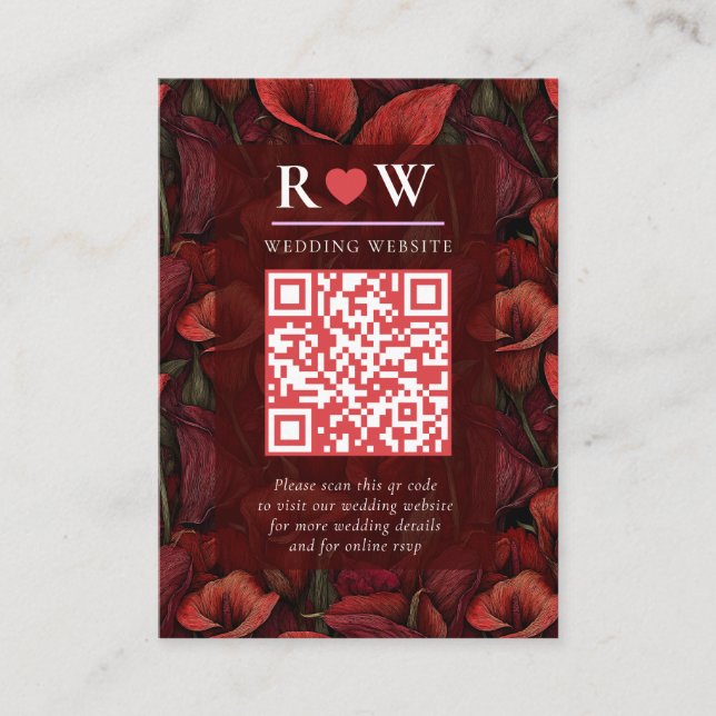 Fancy Red Calla Lilies Sparkle Elegant Wedding Enclosure Card (Front)