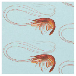 Fancy Red Crayfish on Blue Fabric