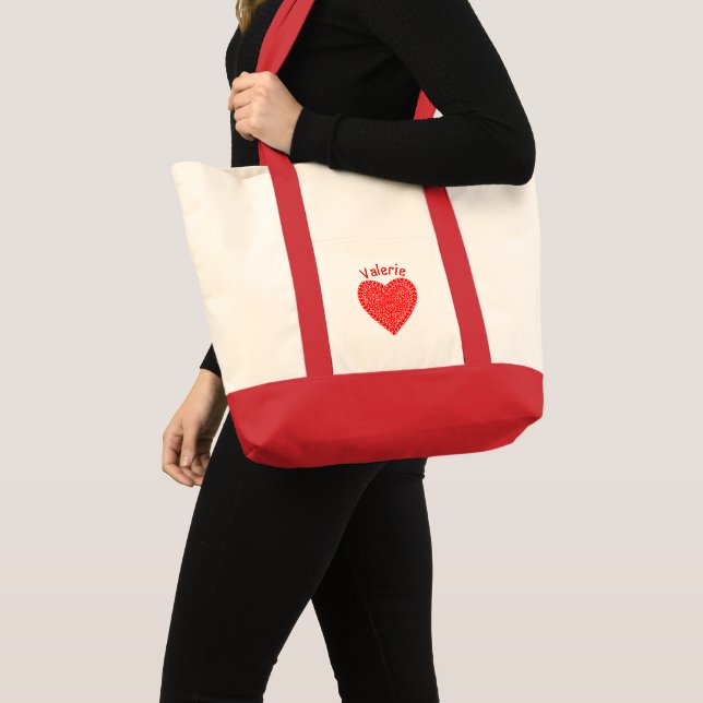 Fancy Red Dots Heart Personalized  Tote Bag (Front (Product))