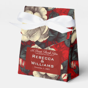Fancy Red Gardenias Charm Modern Wedding Favor Boxes