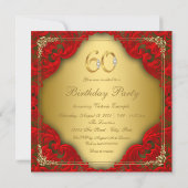 Fancy Red Gold High Heel Fabulous 60th Birthday Invitation (Back)