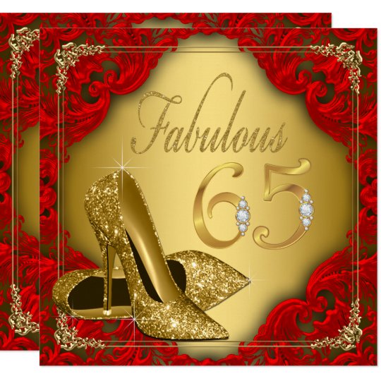 Fancy Red Gold High Heel Fabulous 65th Birthday Card  Zazzle