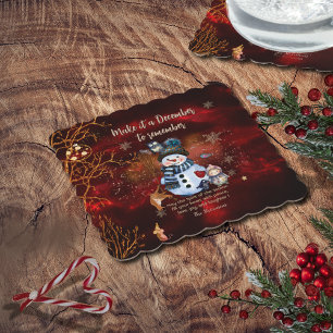 Fancy RED Gold Holiday Party with Characters Paper Coaster