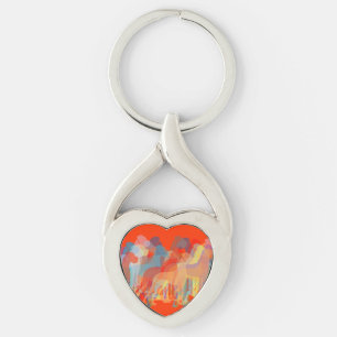 Fancy red Great Danes Keychain