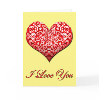 Fancy Red Heart Valentine Holiday Card