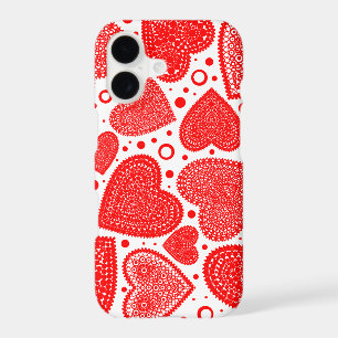 Fancy Red Hearts Pattern iPhone 17 Case