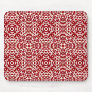 Fancy Red Holiday Damask Pattern Mouse Pad
