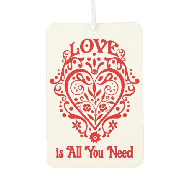 Fancy Red Love Heart Personalized Air Freshener (Front)