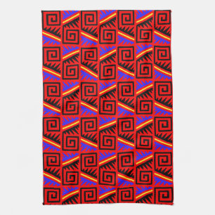 Fancy Red Mexican Pattern Kitchen Towel