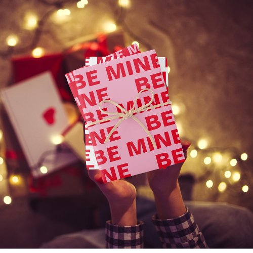 Fancy Red  Pink Be MIne Valentines  Wrapping Paper Sheets