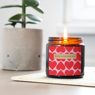 Fancy Red & Pink Heart Pattern Happy  Valentines Square Sticker