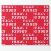 Fancy Red & Pink Hugs & Kisses Valentines Wrapping Paper (Flat)