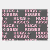 Fancy Red & Pink Hugs & Kisses Valentines Wrapping Paper Sheets (Front 3)