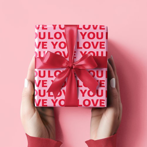 Fancy Red  Pink Love you Valentines Wrapping Paper