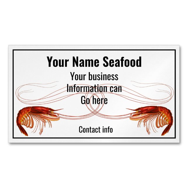Fancy Red Shrimp on White    Business Card Magnet (Front)