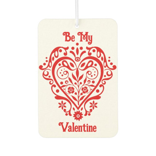 Fancy Red Valentine Romantic Heart Personalized Air Freshener (Front)