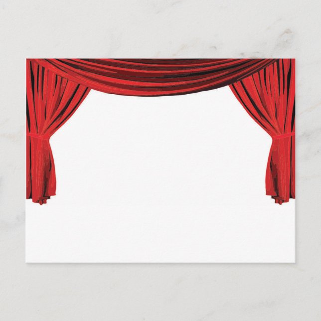 Fancy red velvet showcase curtain invite (Front)