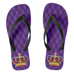 Fancy Regal Royal Purple & Crown Flip Flops