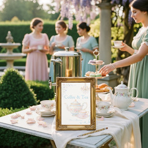Fancy Regency Coffee & Tea Love is Brewing Sign Invitation