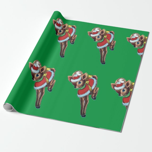 Fancy Reindeer Wrapping Paper (Unrolled)