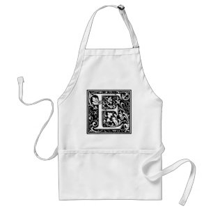 Fancy Renaissance Style Alphabet Letter E Adult Apron