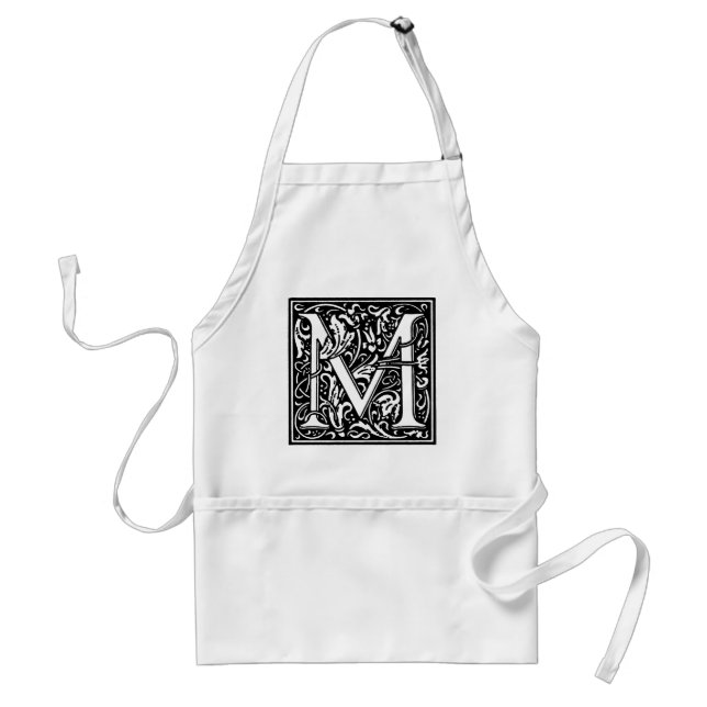 Fancy Renaissance Style Alphabet Letter M Adult Apron (Front)