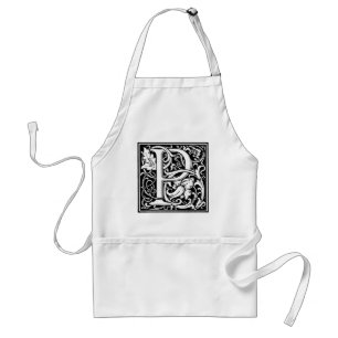 Fancy Renaissance Style Alphabet Letter P Adult Apron
