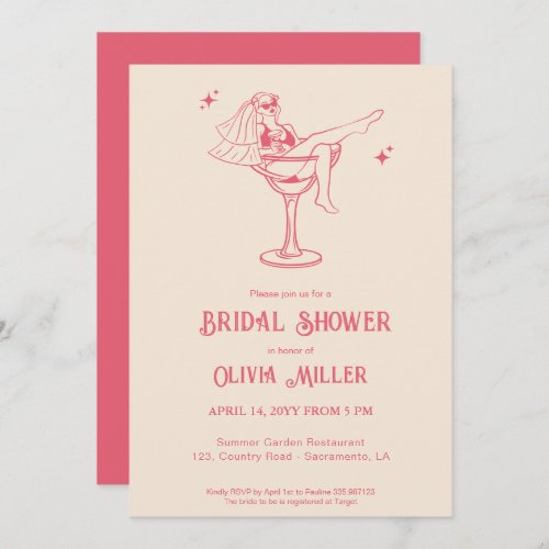 Fancy retro Bridal Shower Margarita Invitation