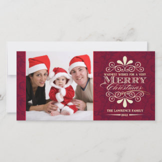 Fancy Retro Christmas Typography Photocards Holiday Card