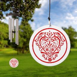Fancy Romantic Red Heart Wind Chime