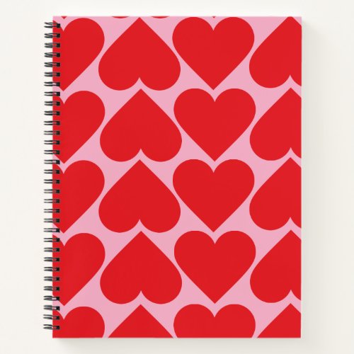 Fancy Romantic Red  Pink Hearts Pattern  Notebook