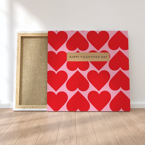 Fancy Romantic Red  Pink Hearts Pattern With Name Canvas Print