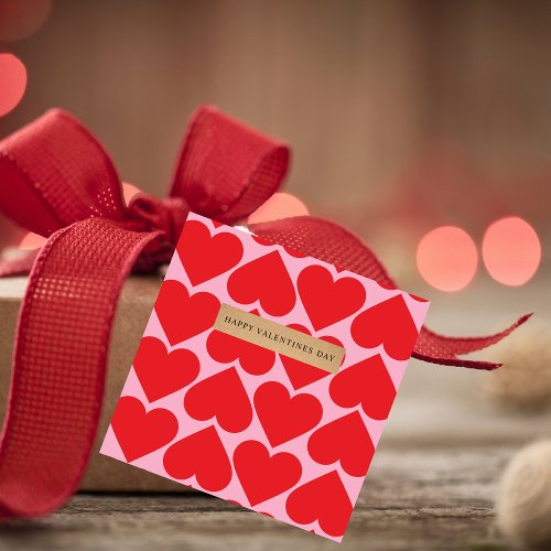 Fancy Romantic Red  Pink Hearts Pattern With Name Favor Tags