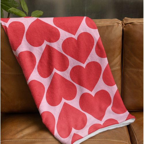 Fancy Romantic Red  Pink Hearts Pattern With Name Fleece Blanket