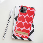 Fancy Romantic Red & Pink Hearts Pattern With Name iPhone 11Pro Max Case<br><div class="desc">Fancy Romantic Red & Pink Hearts Pattern With Name</div>