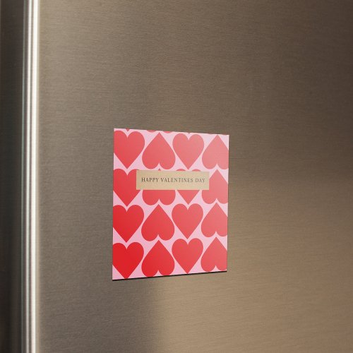 Fancy Romantic Red  Pink Hearts Pattern With Name Magnet