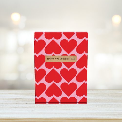 Fancy Romantic Red  Pink Hearts Pattern With Name Photo Block
