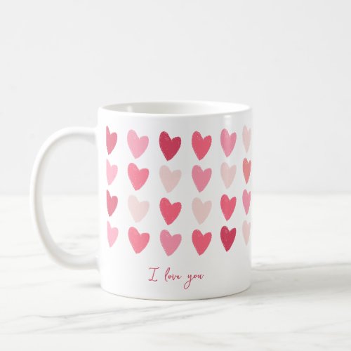 Fancy Romantic Red  Pink Hearts Valentines  Coffee Mug