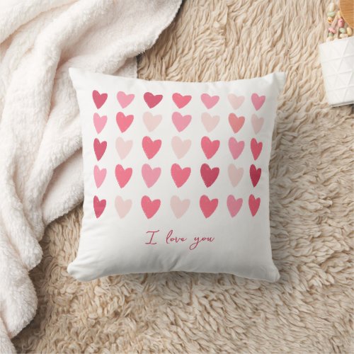 Fancy Romantic Red  Pink Hearts Valentines   Throw Pillow