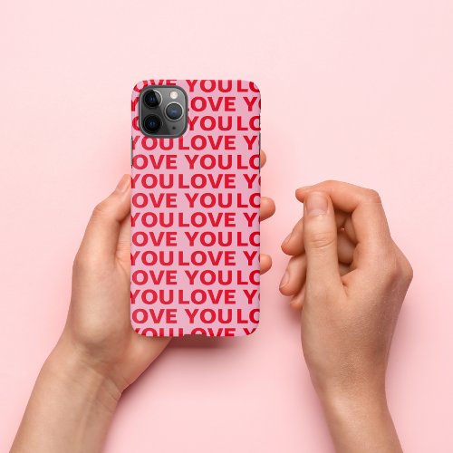 Fancy Romantic Red  Pink Love You Pattern  iPhone 11Pro Max Case