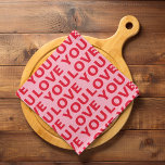 Fancy Romantic Red & Pink Love You Pattern  Kitchen Towel<br><div class="desc">Fancy Romantic Red & Pink Love You Pattern</div>