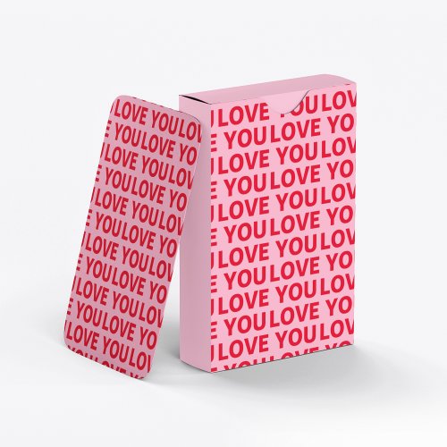 Fancy Romantic Red  Pink Love You Pattern  Playing Cards