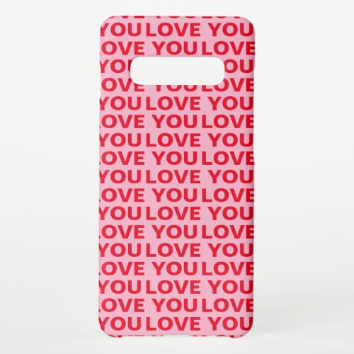Fancy Romantic Red  Pink Love You Pattern  Samsung Galaxy S10 Case