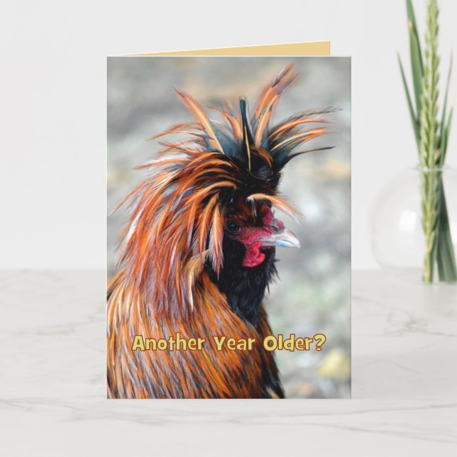 Fancy Rooster Happy Birthday Humor Card (Front)