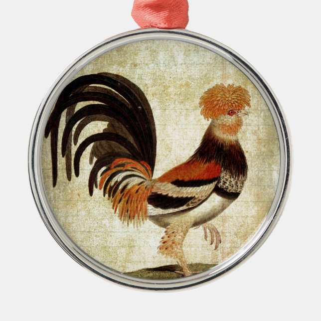 Fancy Rooster Metal Ornament (Front)