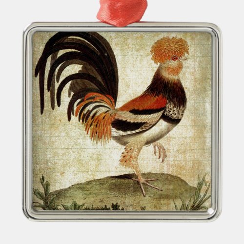 Fancy Rooster Metal Ornament