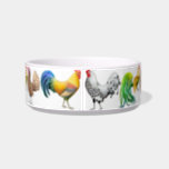 Fancy Roosters Chicken Lovers Pet Bowl<br><div class="desc">Original fine art design of fancy roosters by artist Carolyn McFann of Two Purring Cats Studio printed on a quality pet food bowl for chicken fans. 
 
 See a few of our products below (click to go to that product) and visit our very artistic stores at:</div>